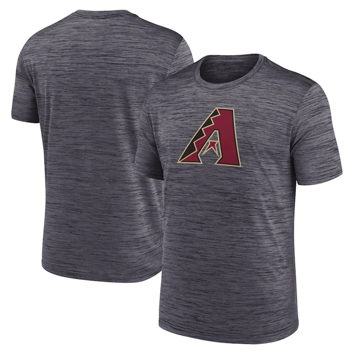 Men's Arizona Diamondbacks Gray Team Logo Velocity Performance T-Shirt - Click Image to Close